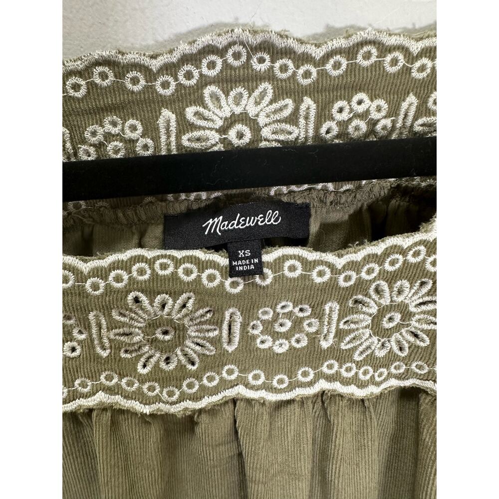 Madewell Embroidered Corduroy Square Neck Mini Dress size XS - Picture 2 of 5